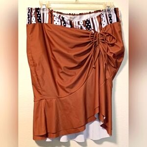 Rose Gal Swim Skirt Bottom All‎ In one Size 1X Brown Drawstring Front Detail